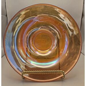 Vintage Bowl Amber Depression Era Pressed Glass Iridescent  Design.
